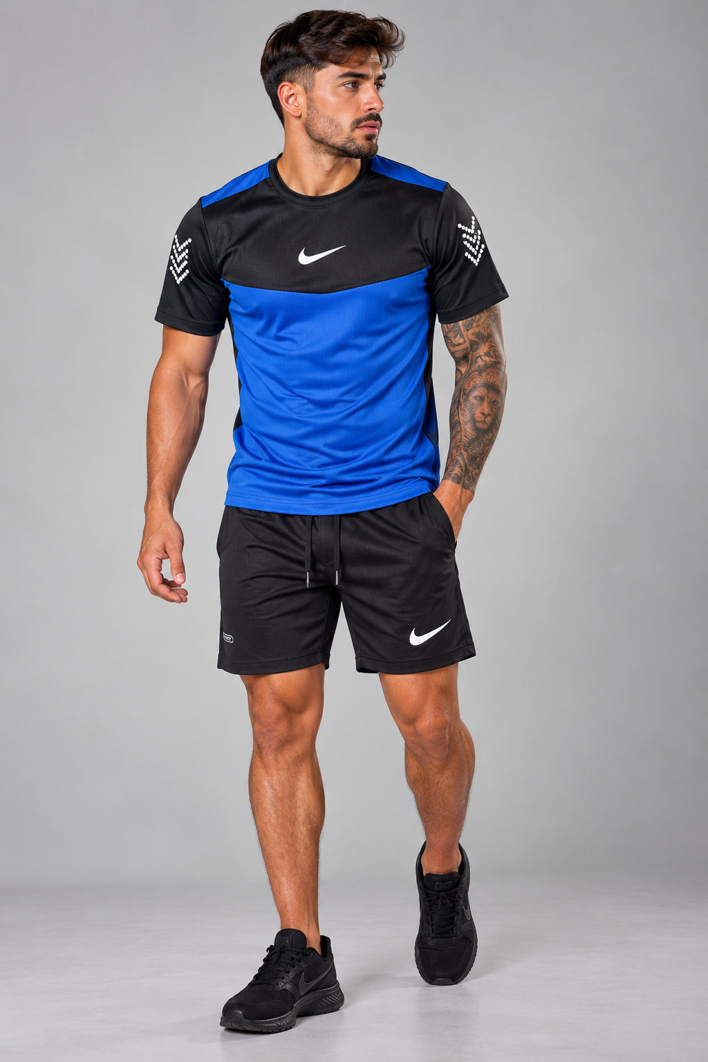 kit Nike Dri-FIT Azul e Preto