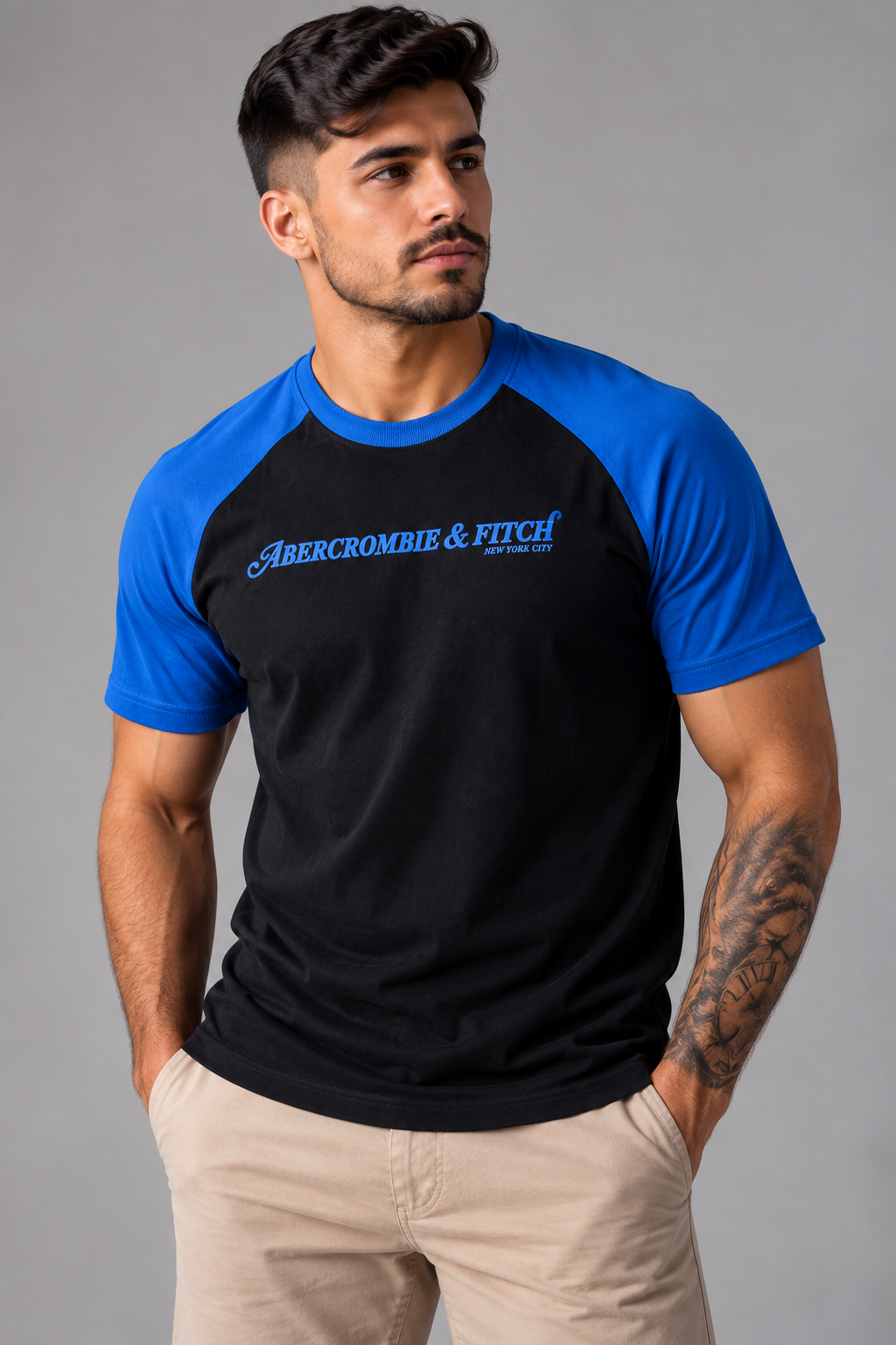 Camiseta Abercrombie & Fitch -preta/azul