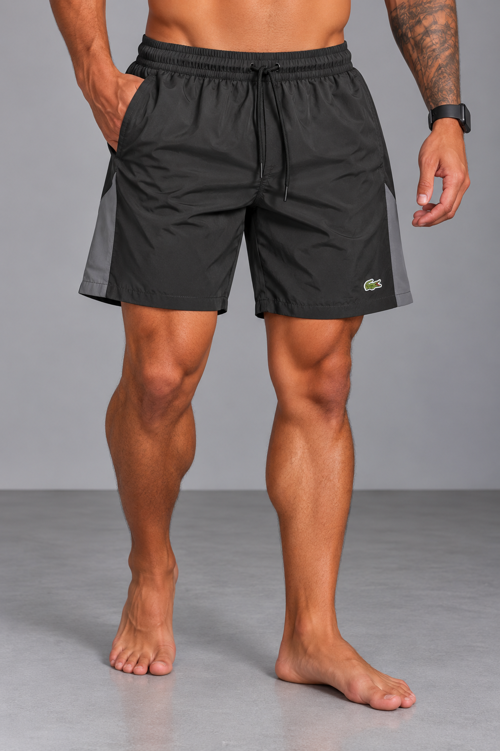 short elastano lacoste preto