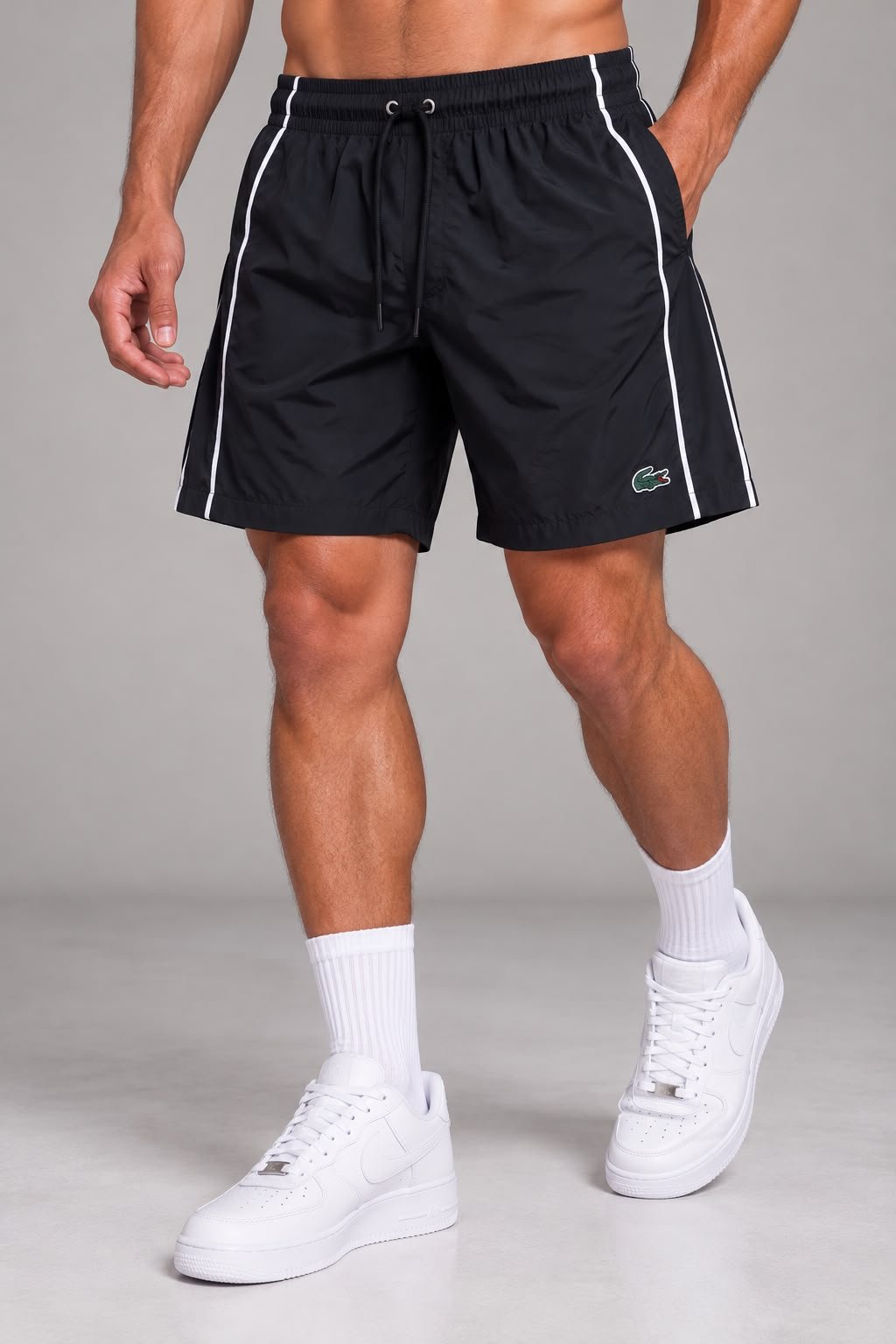 short elastano lacoste preto