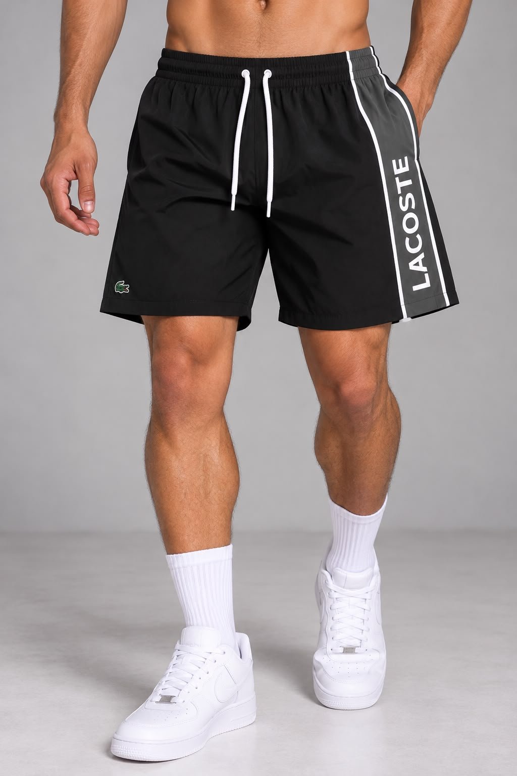 short elastano lacoste preto